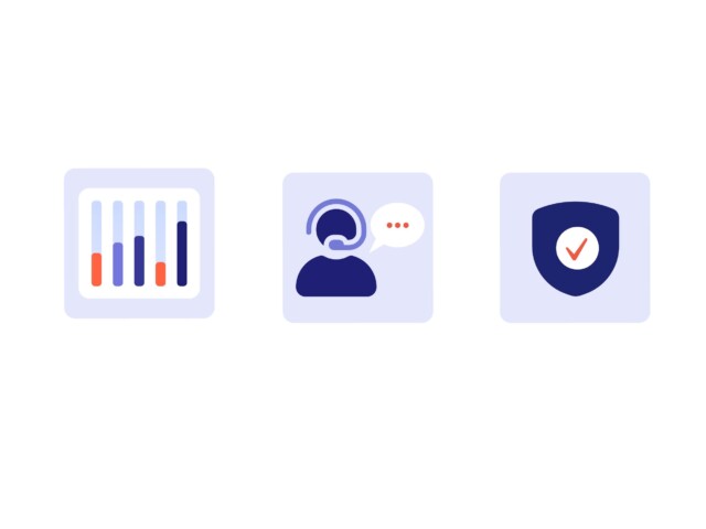 A graphic, an agent and a security icon