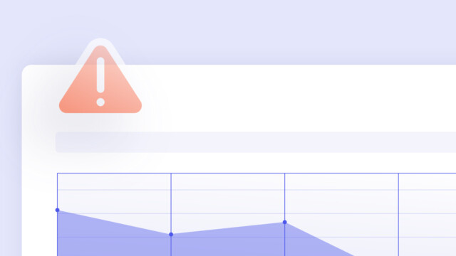 A red triangular warning icon displayed above a line chart, indicating a system alert related to a performance drop.