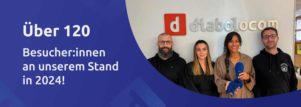 4 Mitarbeiter von Diabolocom an ihrem CCW Stand 2024 in Berlin mit +120 Besucher:innen