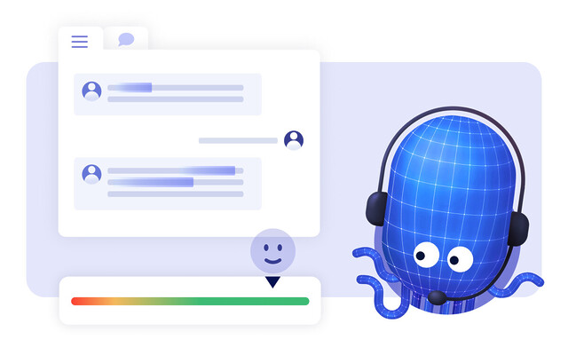Cloud contact center interface of call transcript under analysis by AI