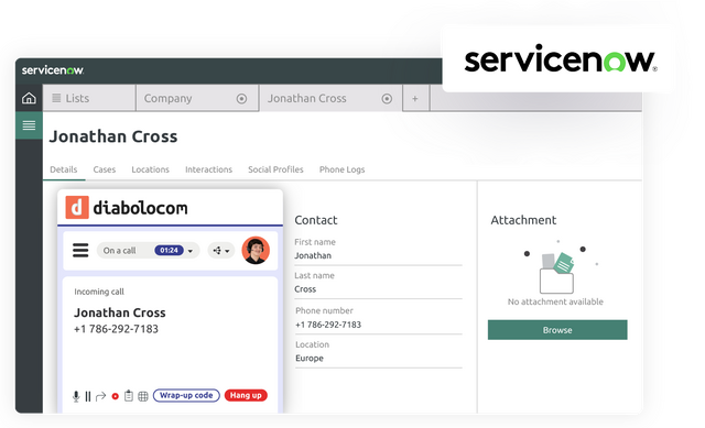 Diabolocom's CTI integration with ServiceNow streamlines your call campaigns.