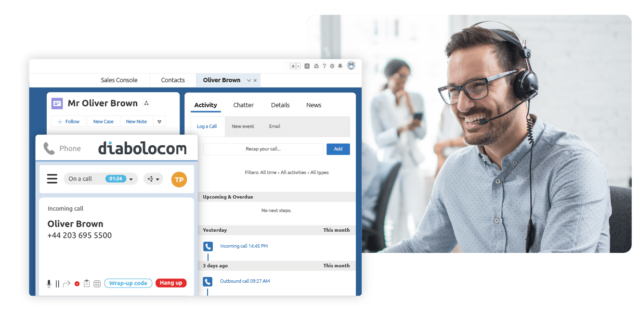 Agents enhance their interactions through Diabolocom's customer service software.