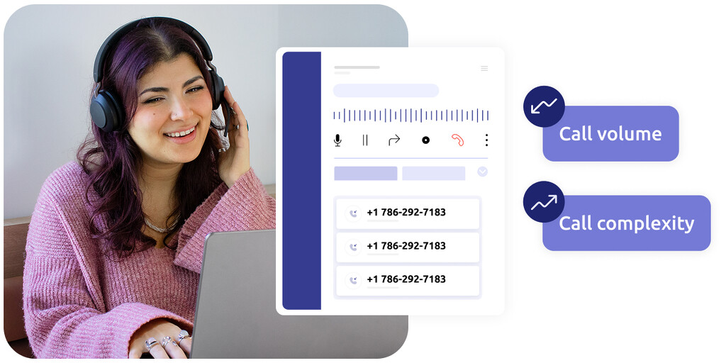 Contact center agent picture, as well as a call log interface for an inbound contact center