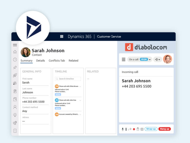 Integrate Microsoft Dynamics with Diabolocom for streamlined communication tracking on a single interface.