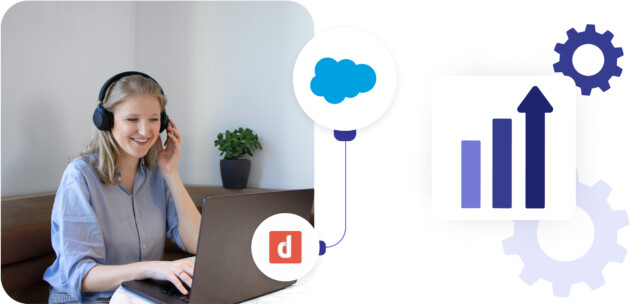 Agent in a call, using Diabolocom's CRM integration with Salesforce