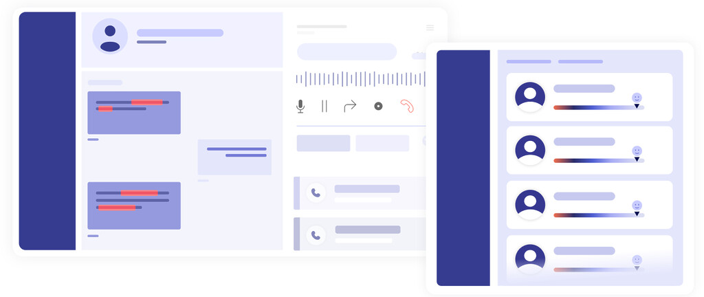 Interface avec analyse d'une réclamation client et une interface type CRM
