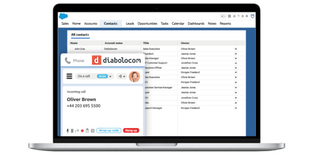 With Salesforce phone system integration, you instantly access the agent toolbar and customer history.