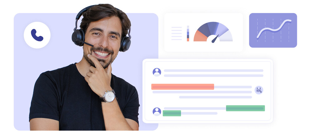 Contact center agent, with a transcription analysis by a specialized AI