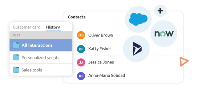 Your CRM contacts are directly integrated into the Diabolocom call center platform.