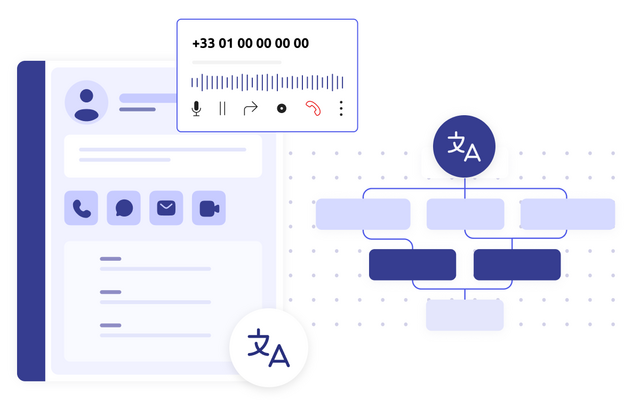 Customers profile conceptual interface, a live call interface as well as a voice language detector workflow